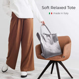 Italian Genuine Metallic Calf Leather Tote Bag 201718 - TAKEASY - Flyclothing LLC