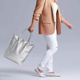 Italian Genuine Metallic Calf Leather Tote Bag 201718 - TAKEASY - Flyclothing LLC