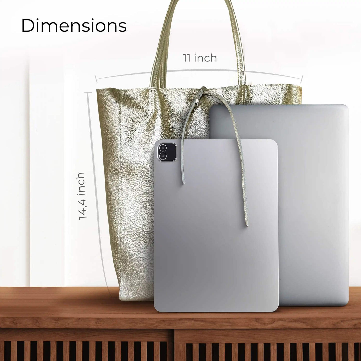 Italian Genuine Metallic Calf Leather Tote Bag 201718 - TAKEASY - Flyclothing LLC