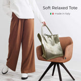 Italian Genuine Metallic Calf Leather Tote Bag 201718 - TAKEASY - Flyclothing LLC