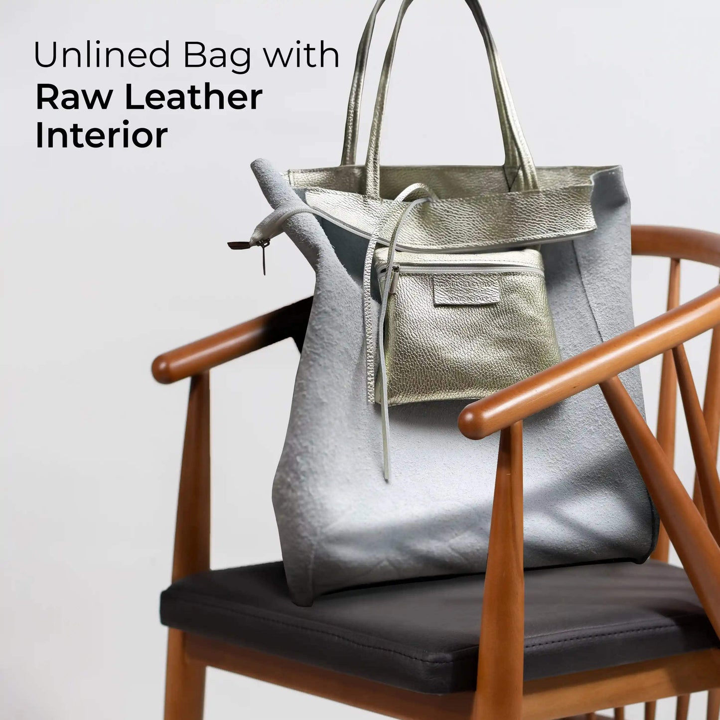 Italian Genuine Metallic Calf Leather Tote Bag 201718 - TAKEASY - Flyclothing LLC