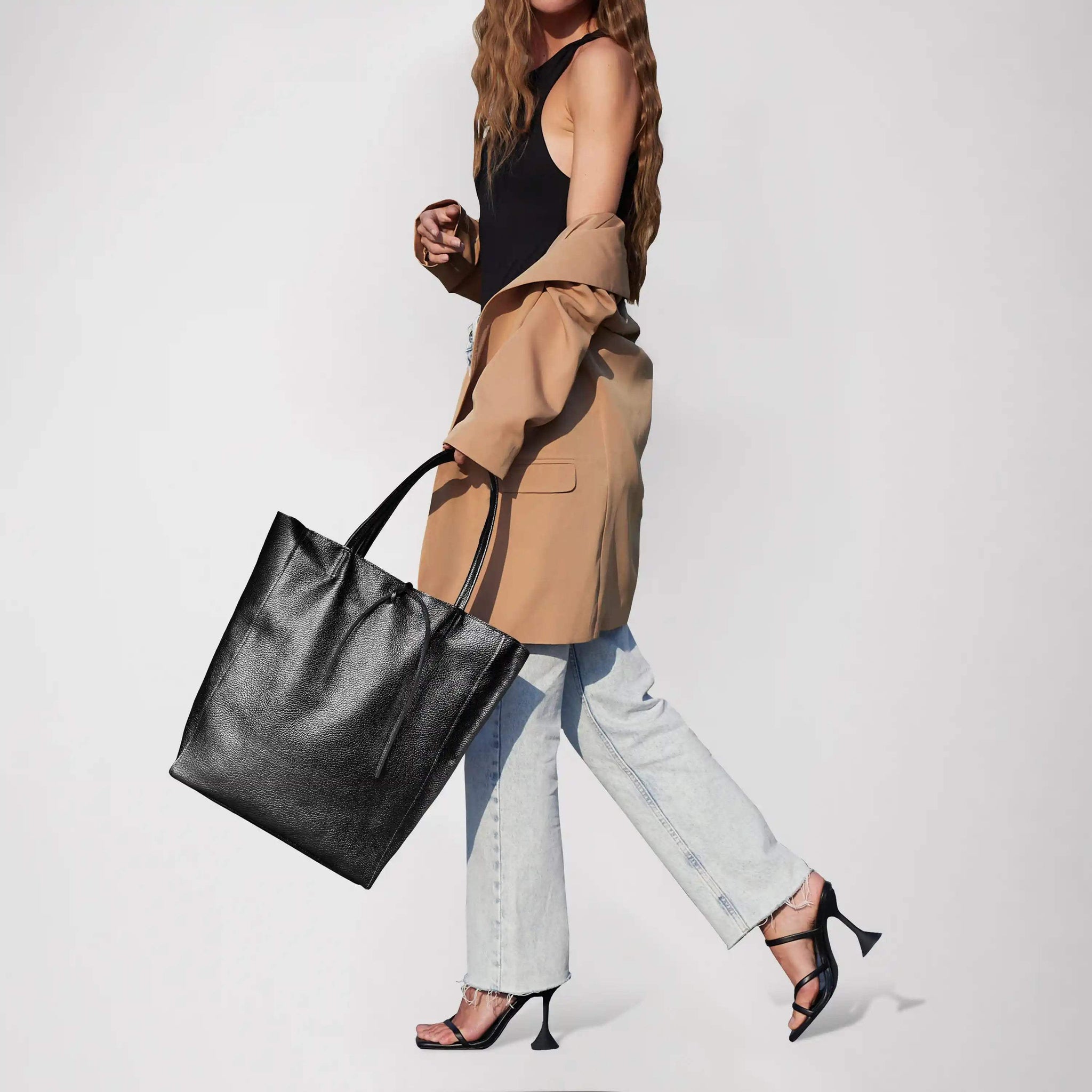 Italian Genuine Metallic Calf Leather Tote Bag 201718 - TAKEASY - Flyclothing LLC
