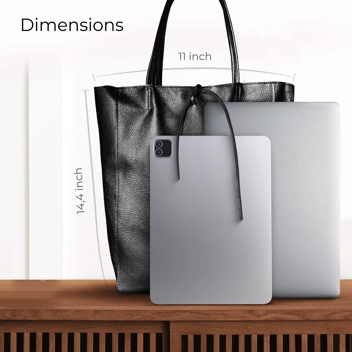 Italian Genuine Metallic Calf Leather Tote Bag 201718 - TAKEASY - Flyclothing LLC