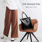 Italian Genuine Metallic Calf Leather Tote Bag 201718 - TAKEASY - Flyclothing LLC