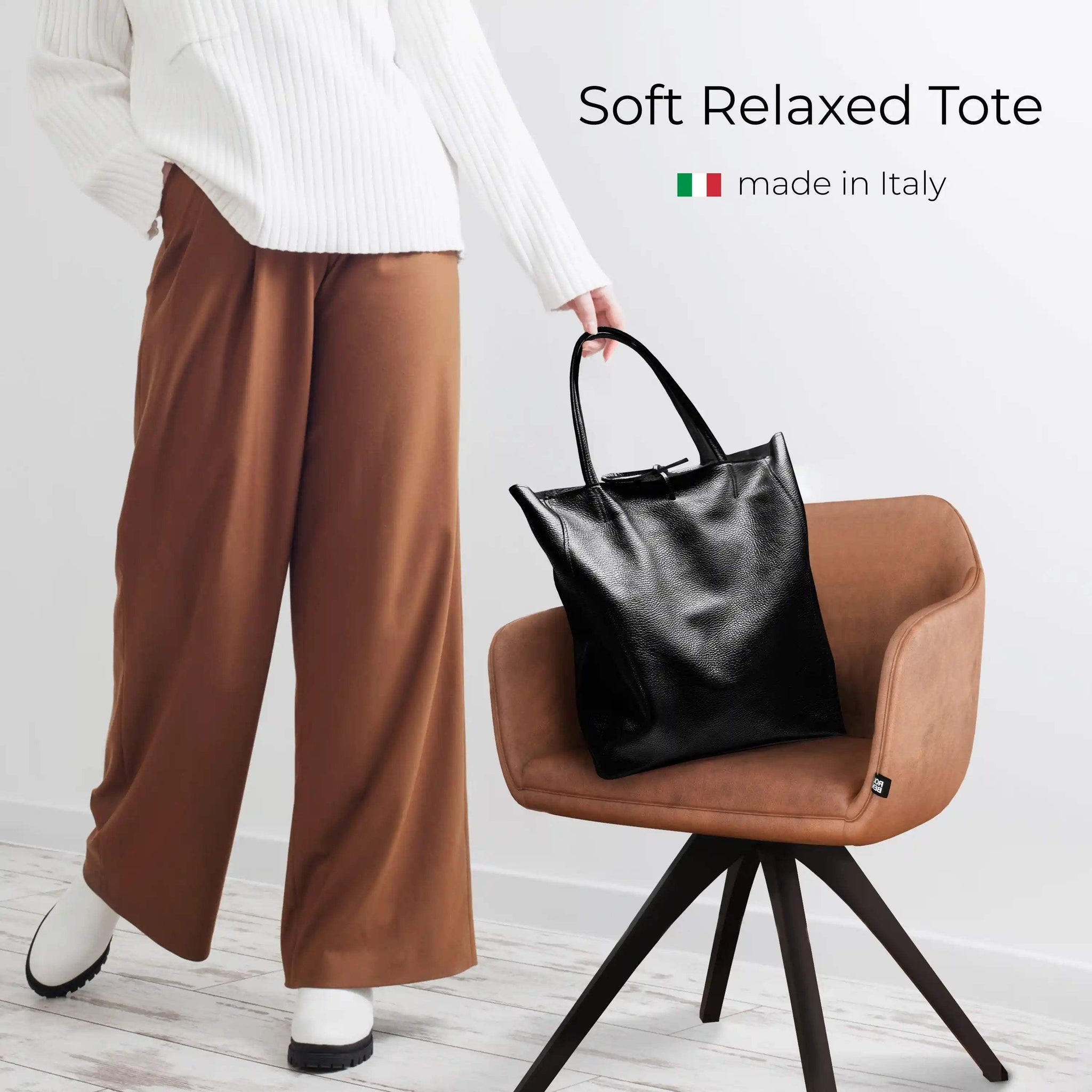 Italian Genuine Metallic Calf Leather Tote Bag 201718 - TAKEASY - Flyclothing LLC