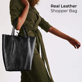 Italian Genuine Metallic Calf Leather Tote Bag 201718 - TAKEASY - Flyclothing LLC