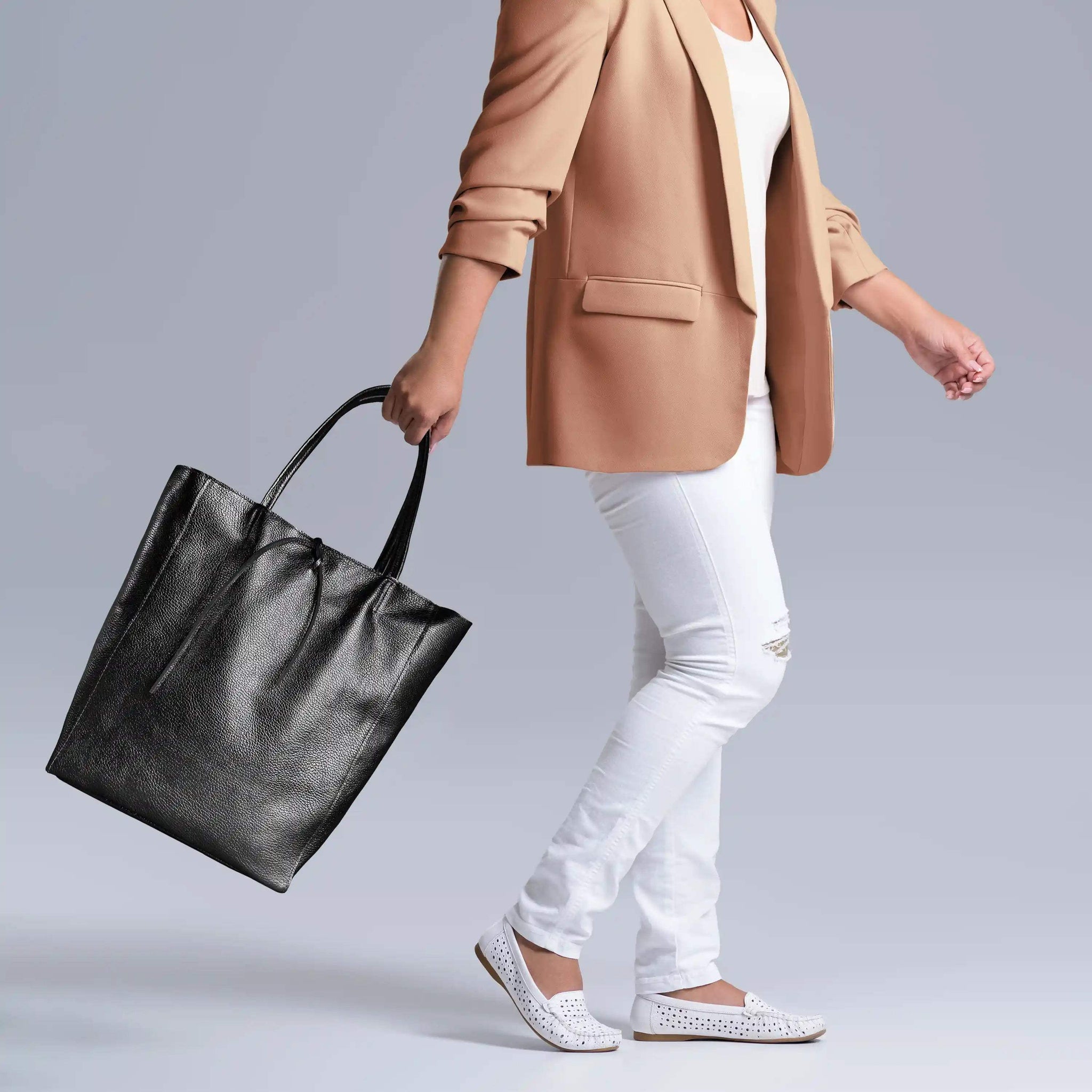 Italian Genuine Metallic Calf Leather Tote Bag 201718 - TAKEASY - Flyclothing LLC