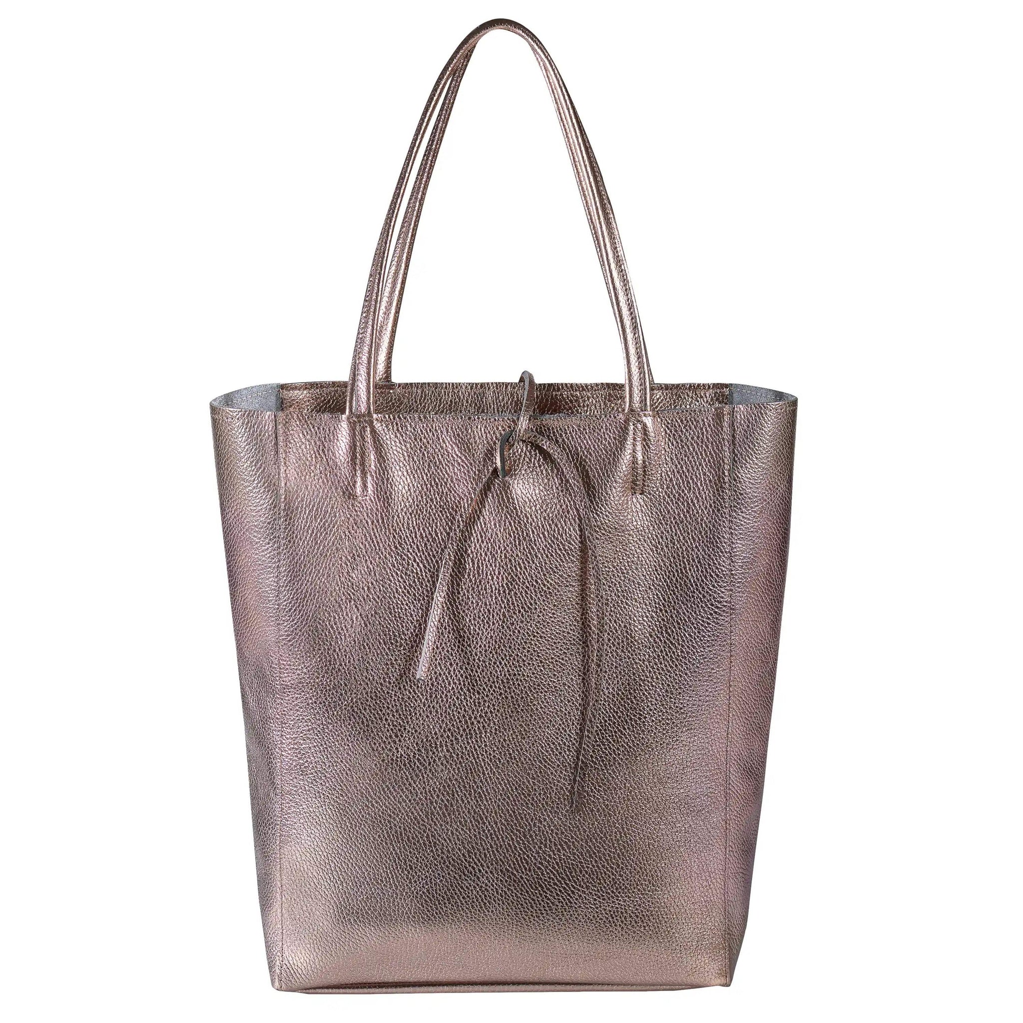 Italian Genuine Metallic Calf Leather Tote Bag 201718 - TAKEASY - Flyclothing LLC