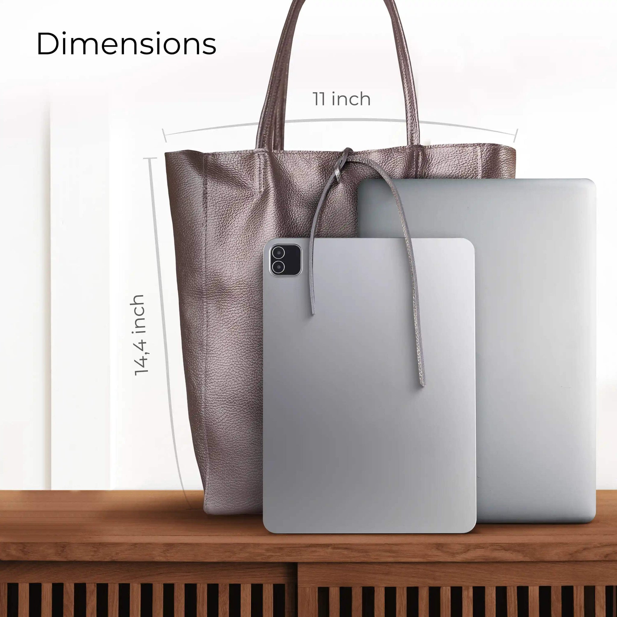 Italian Genuine Metallic Calf Leather Tote Bag 201718 - TAKEASY - Flyclothing LLC