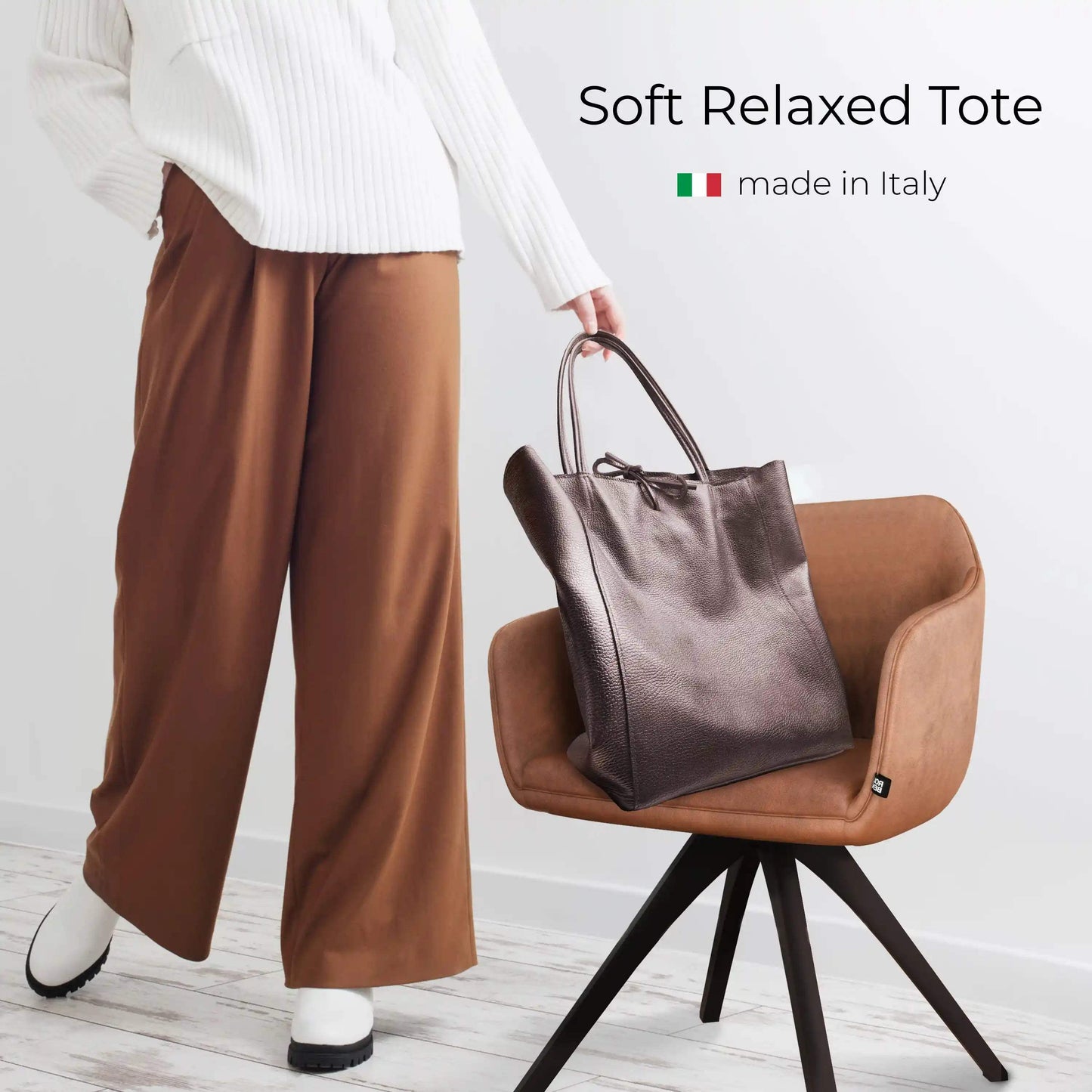Italian Genuine Metallic Calf Leather Tote Bag 201718 - TAKEASY - Flyclothing LLC