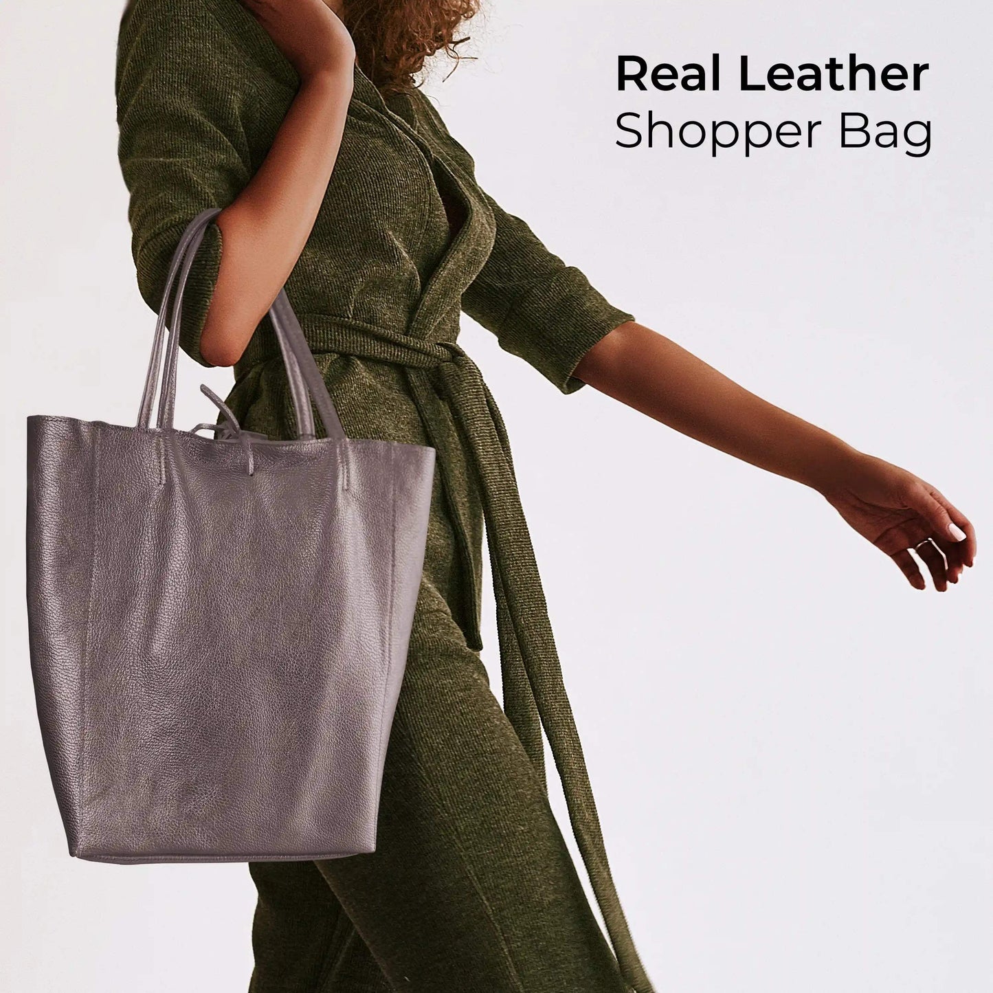 Italian Genuine Metallic Calf Leather Tote Bag 201718 - TAKEASY - Flyclothing LLC
