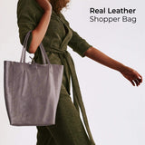 Italian Genuine Metallic Calf Leather Tote Bag 201718 - TAKEASY - Flyclothing LLC