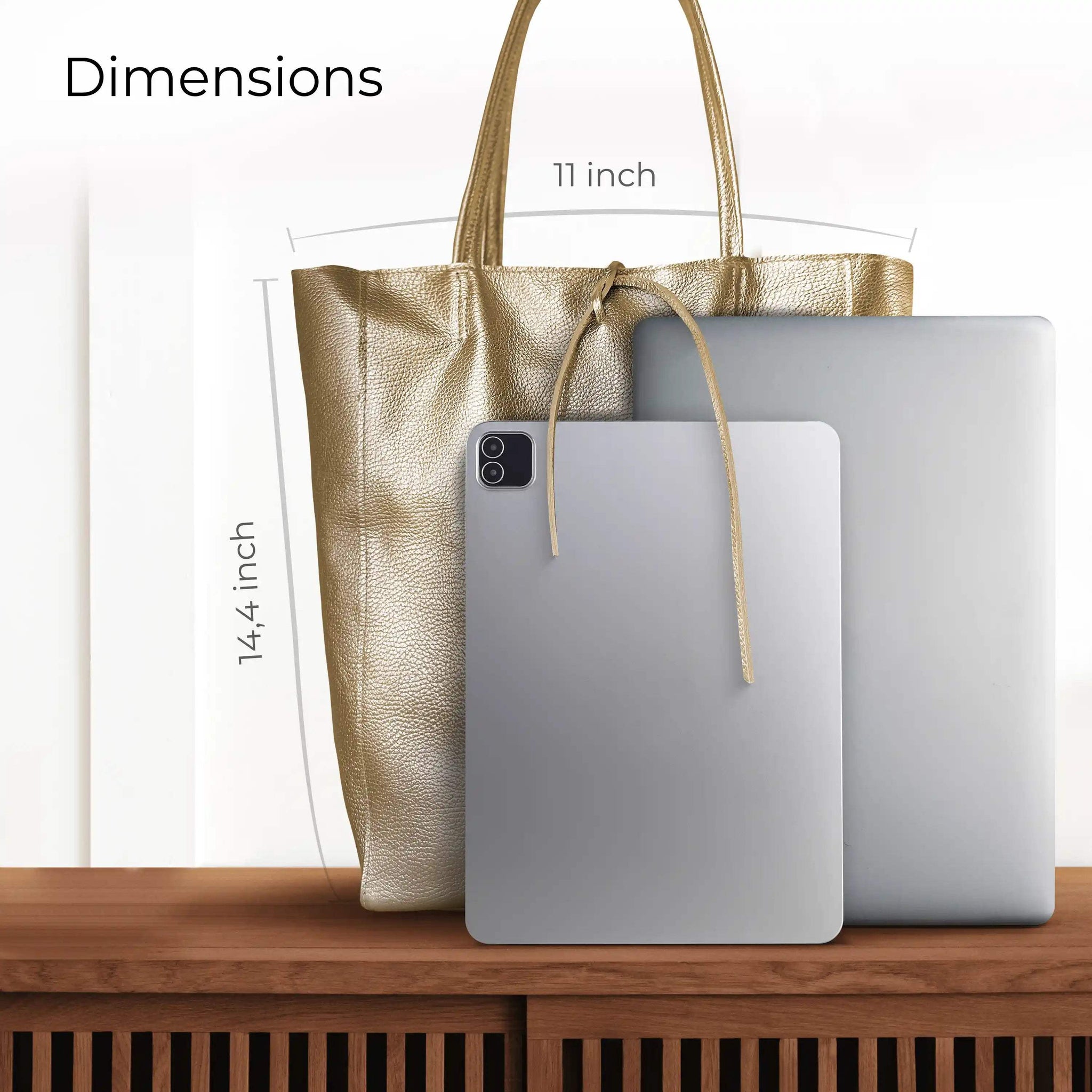 Italian Genuine Metallic Calf Leather Tote Bag 201718 - TAKEASY - Flyclothing LLC