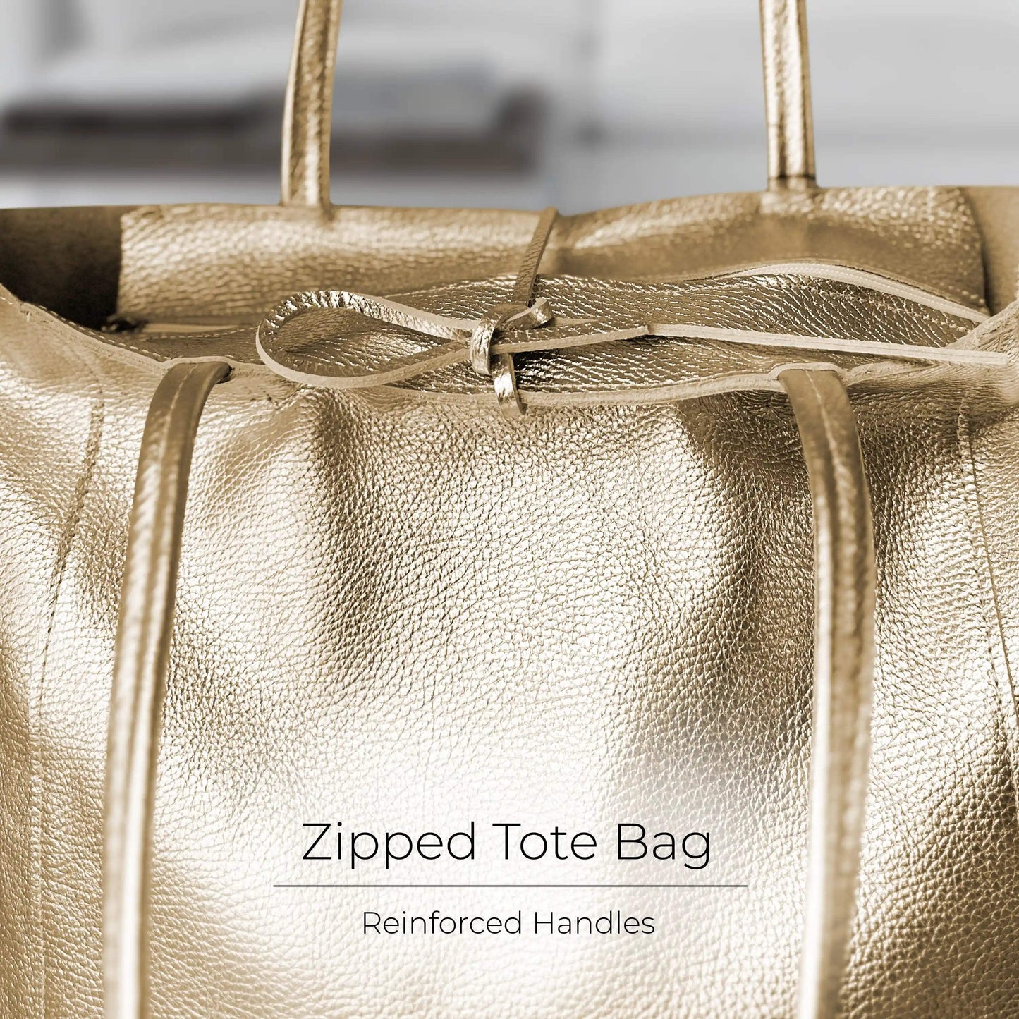 Italian Genuine Metallic Calf Leather Tote Bag 201718 - TAKEASY - Flyclothing LLC