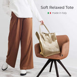 Italian Genuine Metallic Calf Leather Tote Bag 201718 - TAKEASY - Flyclothing LLC