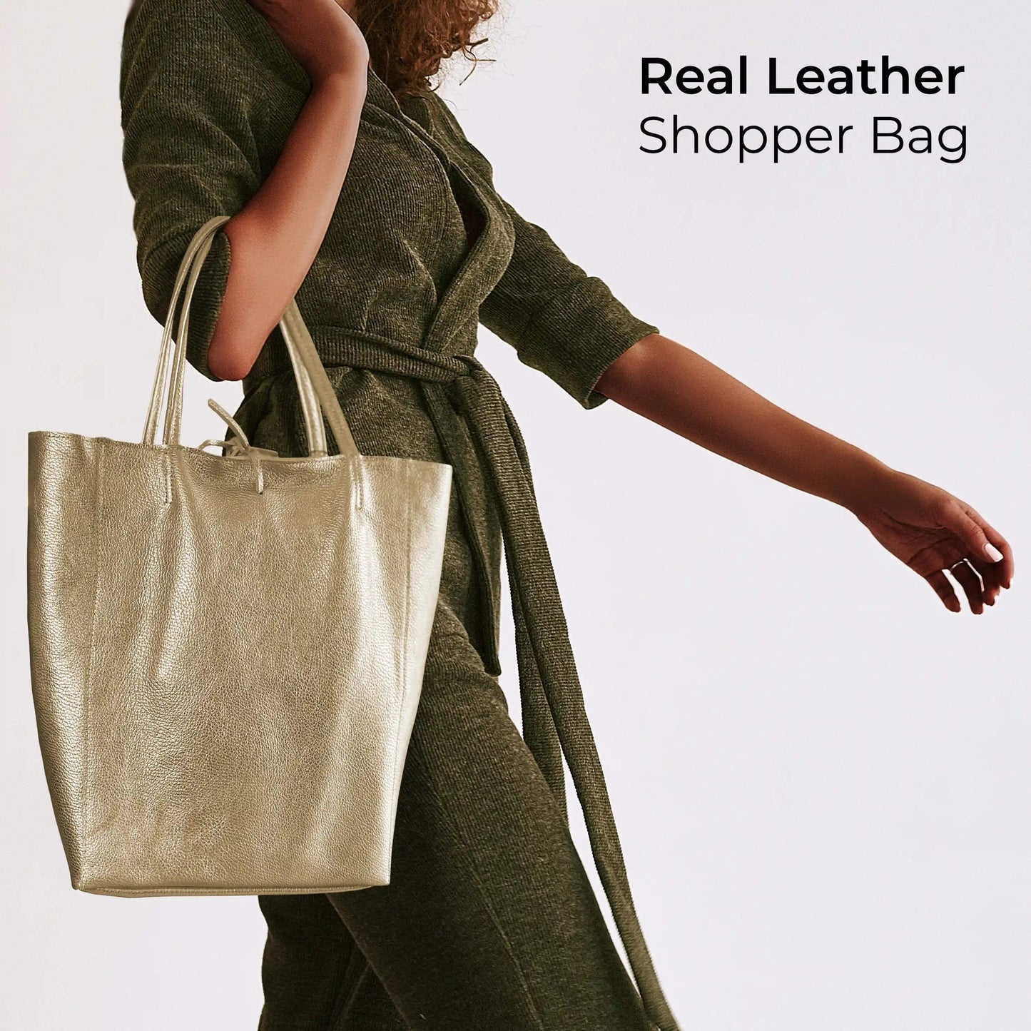 Italian Genuine Metallic Calf Leather Tote Bag 201718 - TAKEASY - Flyclothing LLC
