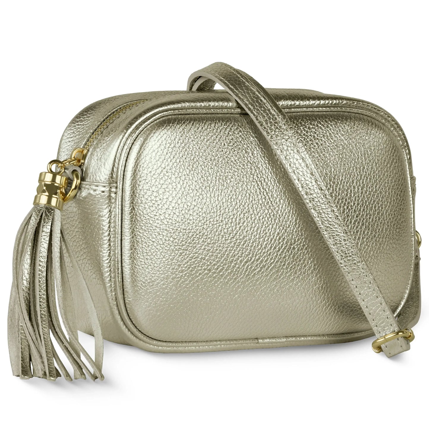 Italian Genuine Metallic Calf Leather Crossbody Bag 231302 - TAKEASY - Flyclothing LLC