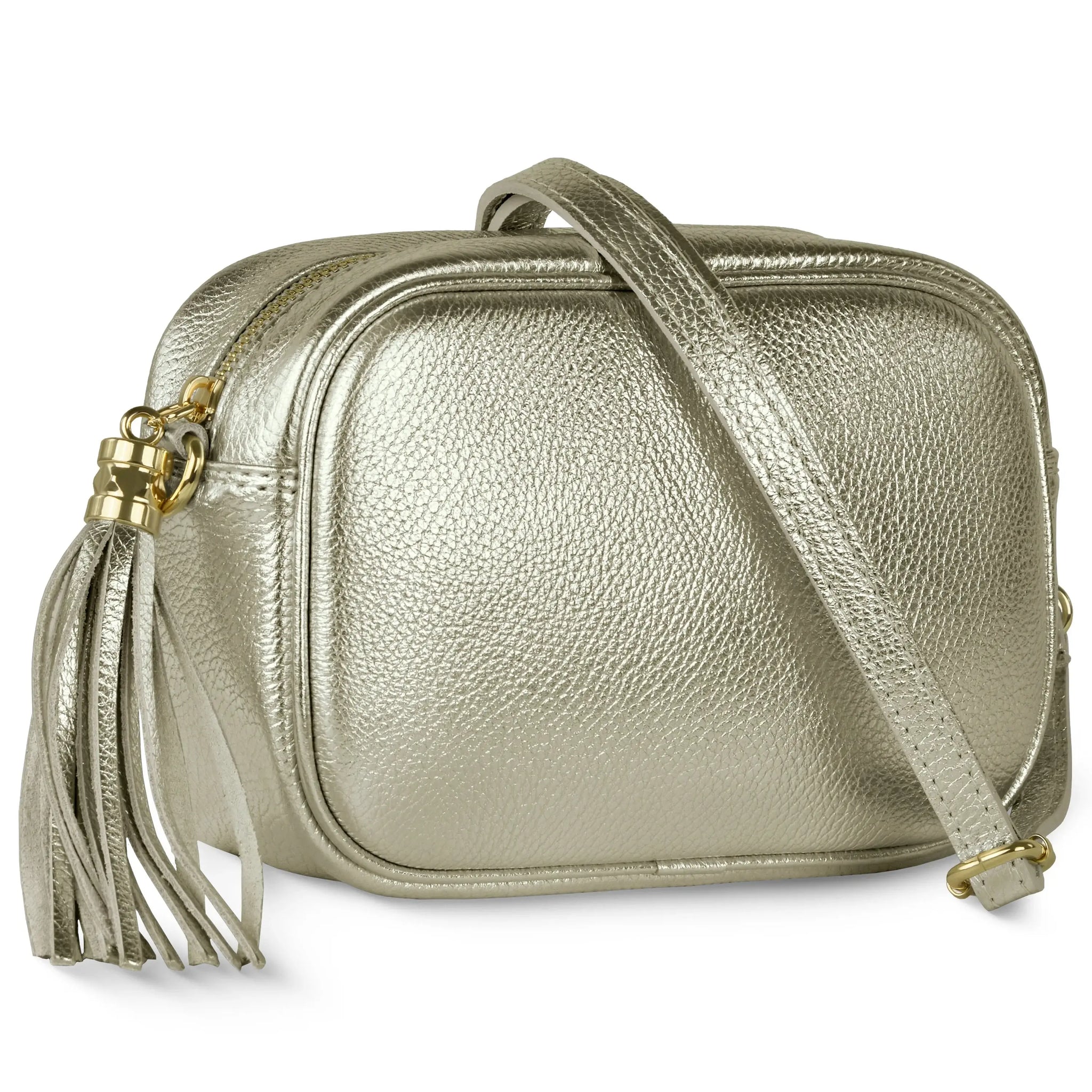 Italian Genuine Metallic Calf Leather Crossbody Bag 231302 - TAKEASY - Flyclothing LLC