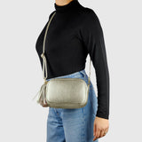Italian Genuine Metallic Calf Leather Crossbody Bag 231302 - TAKEASY - Flyclothing LLC