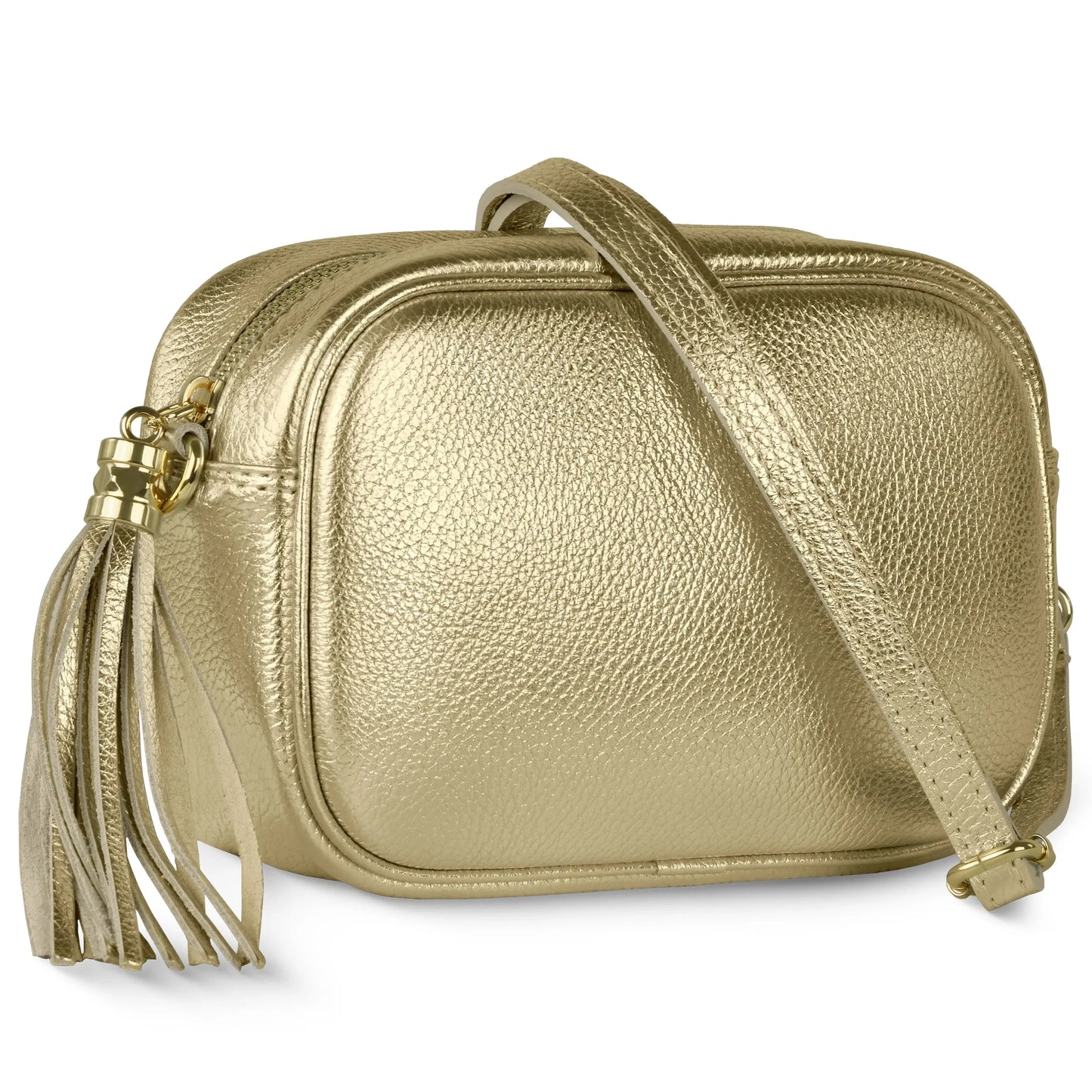 Italian Genuine Metallic Calf Leather Crossbody Bag 231302 - TAKEASY - Flyclothing LLC
