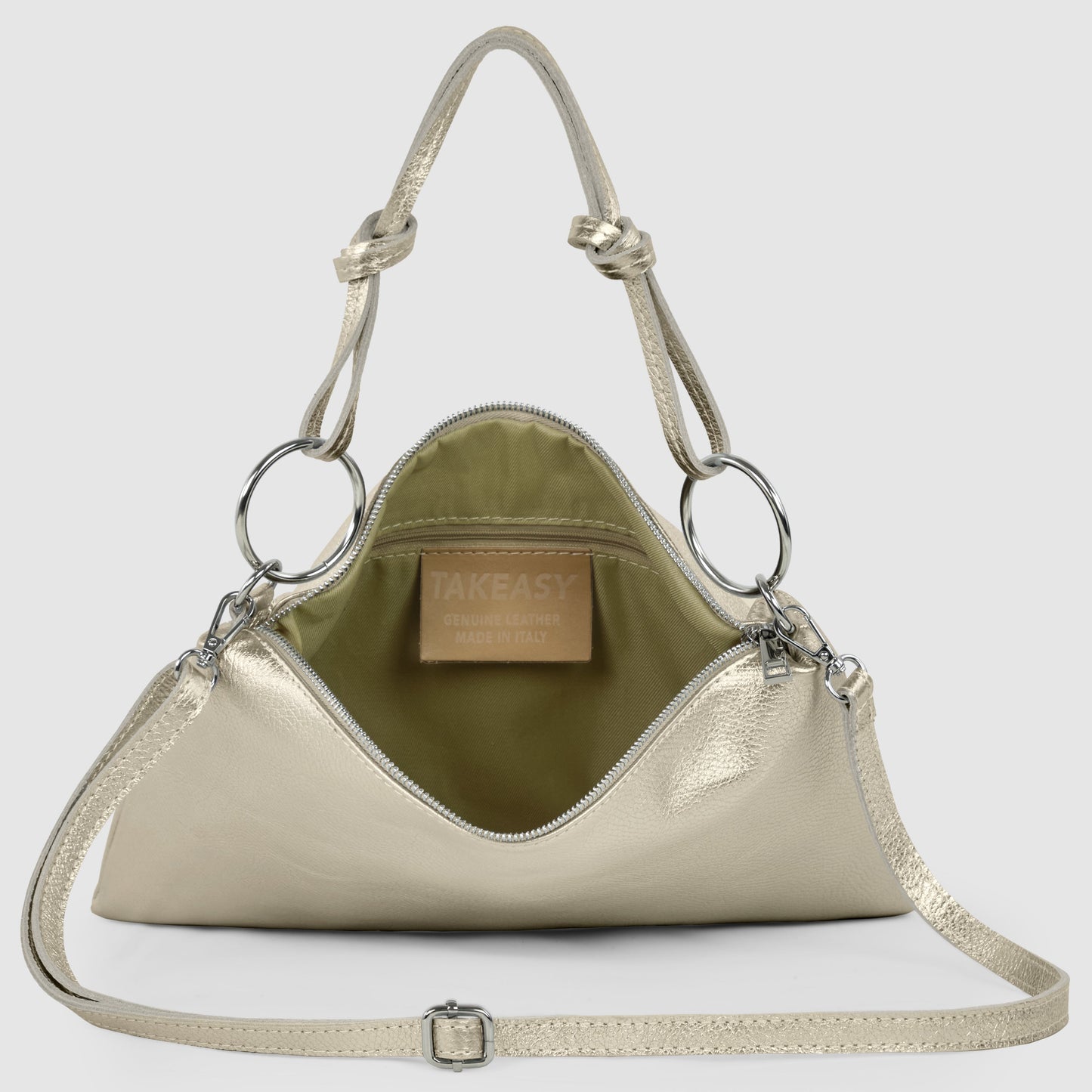 Italian Genuine Metallic Calf Leather Shoulder Bag 171551 - TAKEASY - Flyclothing LLC