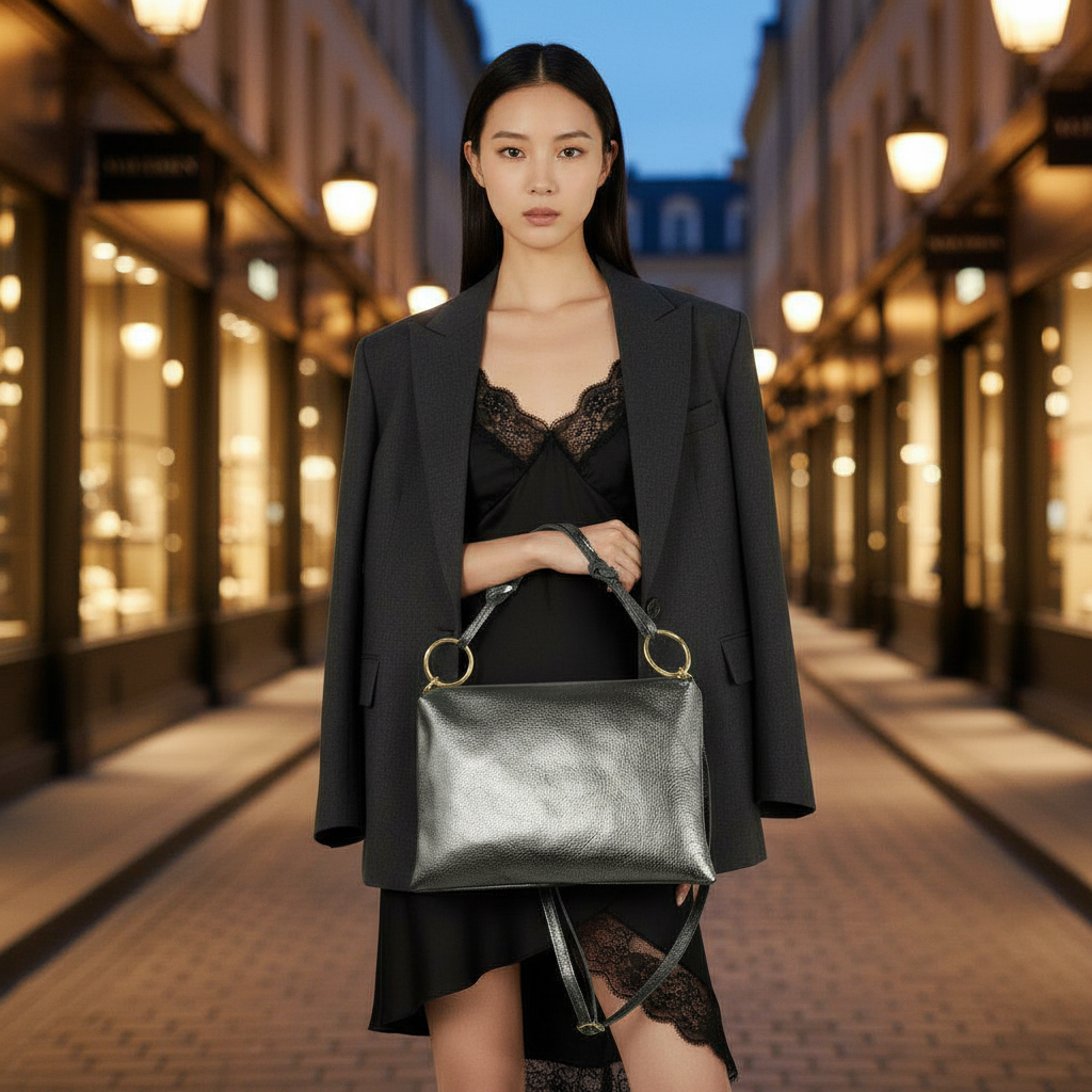 Italian Genuine Metallic Calf Leather Shoulder Bag 171551 - TAKEASY - Flyclothing LLC