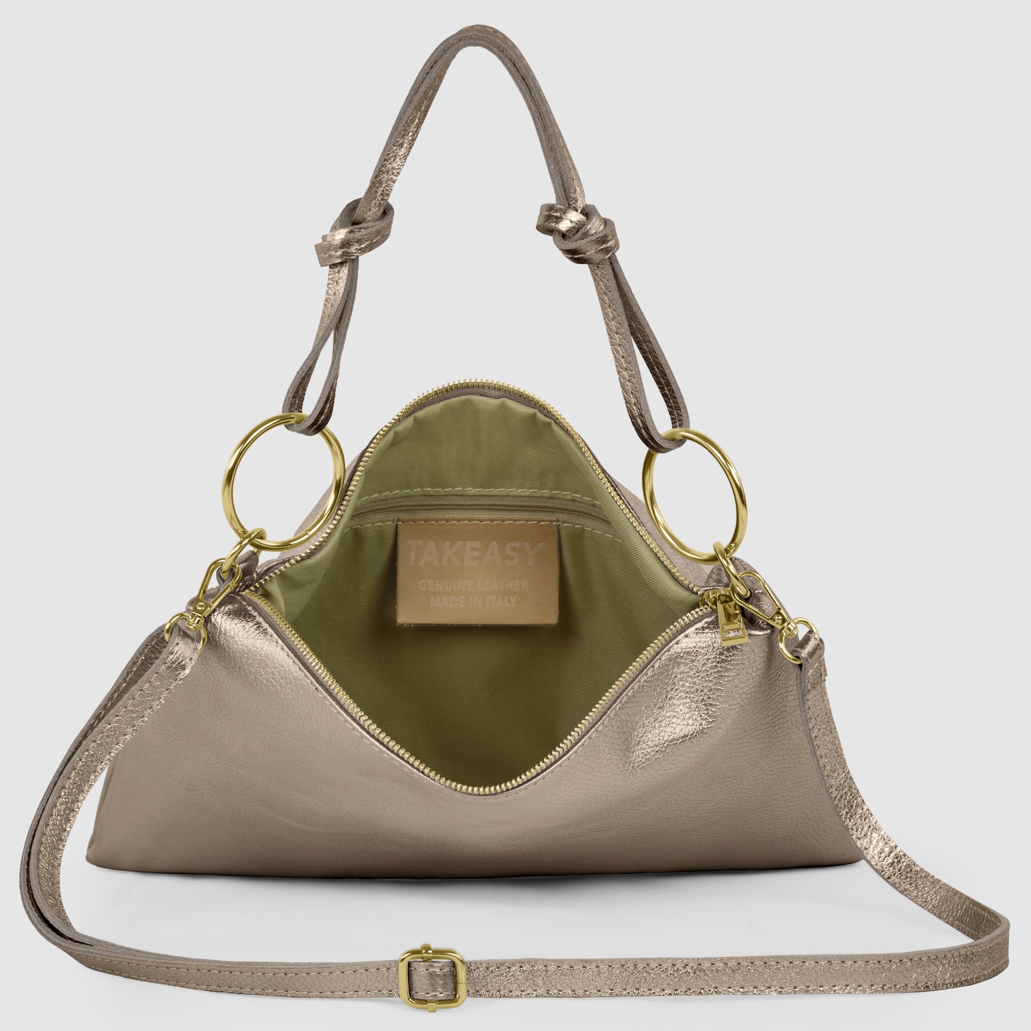 Italian Genuine Metallic Calf Leather Shoulder Bag 171551 - TAKEASY - Flyclothing LLC
