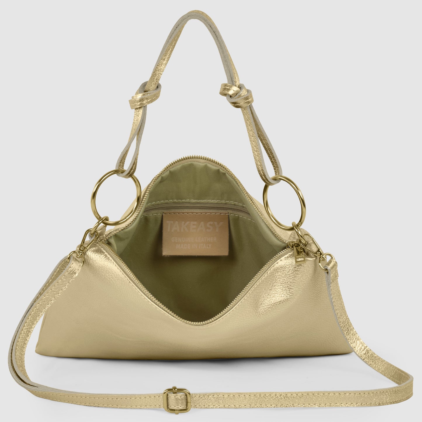 Italian Genuine Metallic Calf Leather Shoulder Bag 171551 - TAKEASY - Flyclothing LLC