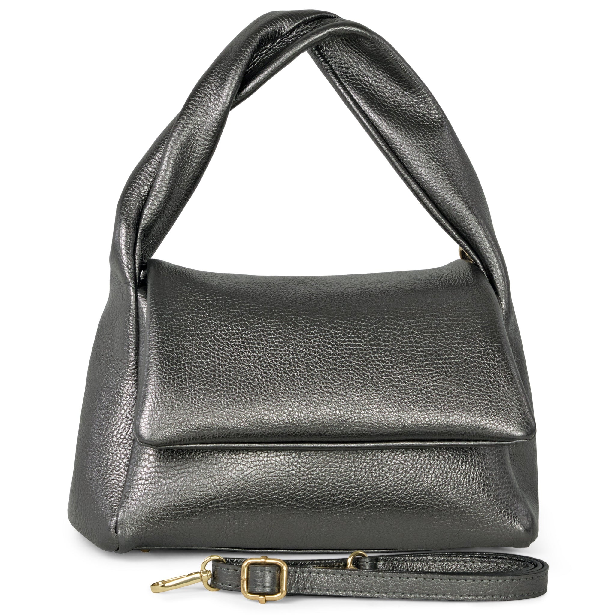 Italian Genuine Metallic Calf Leather Top-Handle Bag 262495 - TAKEASY - Flyclothing LLC