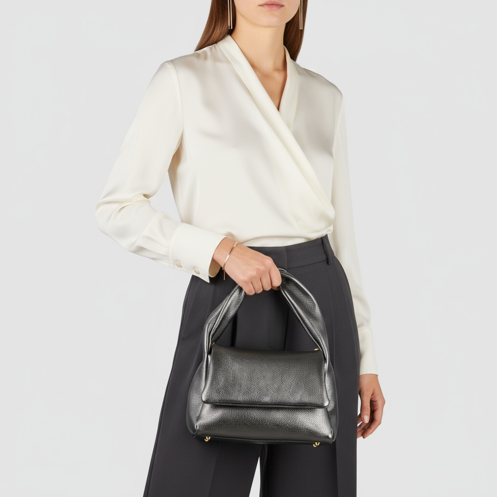 Italian Genuine Metallic Calf Leather Top-Handle Bag 262495 - TAKEASY - Flyclothing LLC