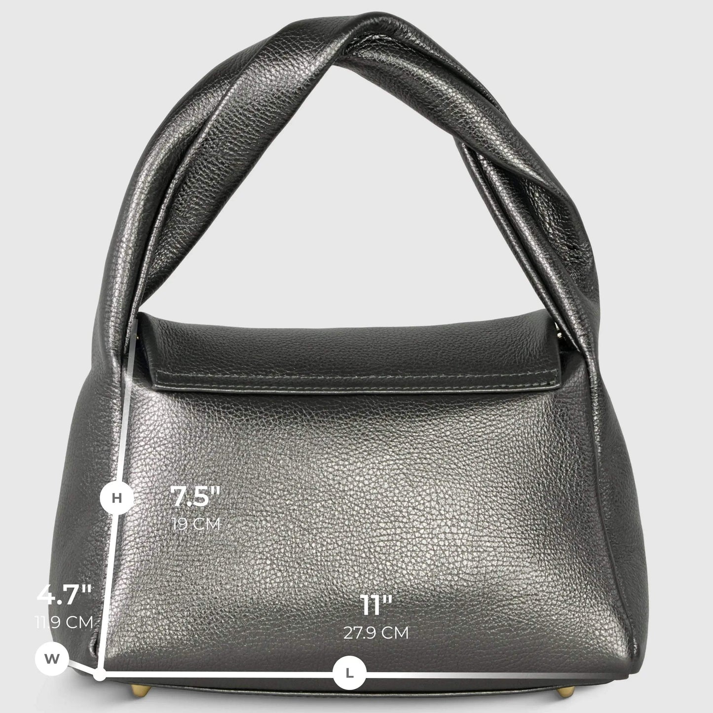 Italian Genuine Metallic Calf Leather Top-Handle Bag 262495 - TAKEASY - Flyclothing LLC