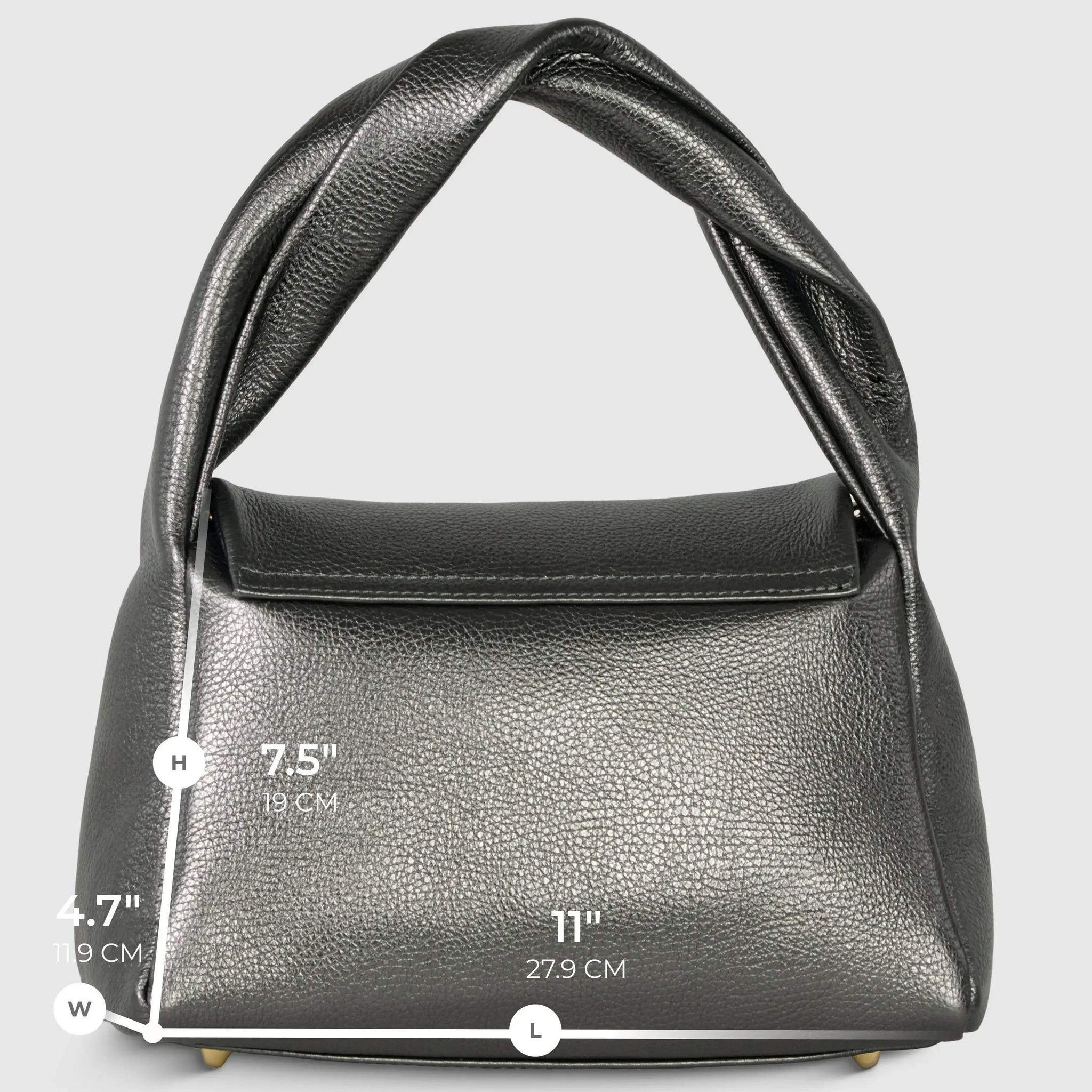 Italian Genuine Metallic Calf Leather Top-Handle Bag 262495 - TAKEASY - Flyclothing LLC