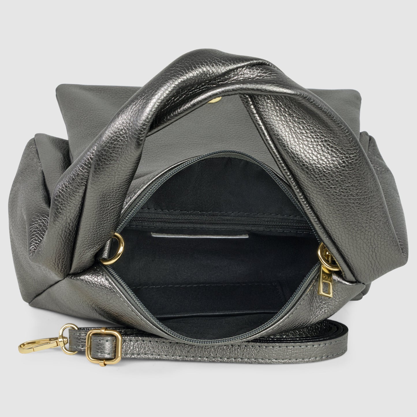 Italian Genuine Metallic Calf Leather Top-Handle Bag 262495 - TAKEASY - Flyclothing LLC