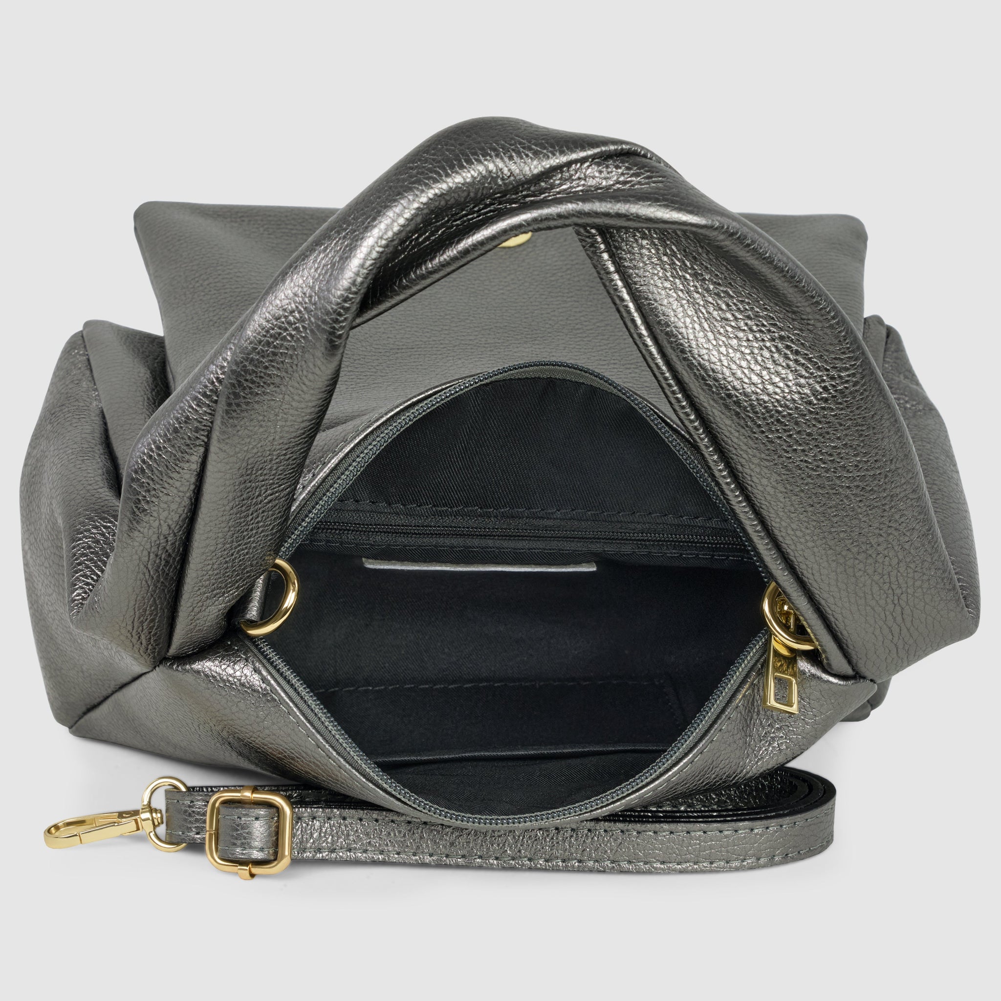 Italian Genuine Metallic Calf Leather Top-Handle Bag 262495 - TAKEASY - Flyclothing LLC
