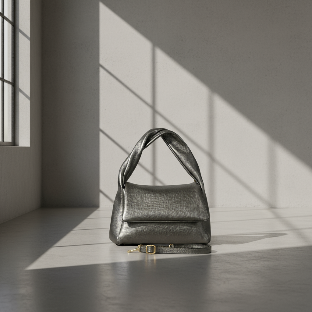 Italian Genuine Metallic Calf Leather Top-Handle Bag 262495 - TAKEASY - Flyclothing LLC