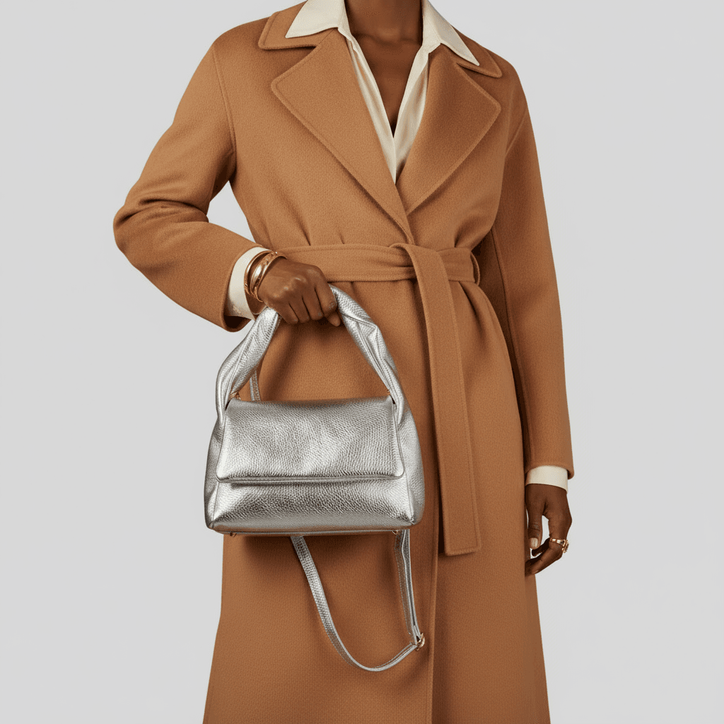 Italian Genuine Metallic Calf Leather Top-Handle Bag 262495 - TAKEASY - Flyclothing LLC