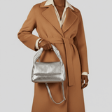 Italian Genuine Metallic Calf Leather Top-Handle Bag 262495 - TAKEASY - Flyclothing LLC