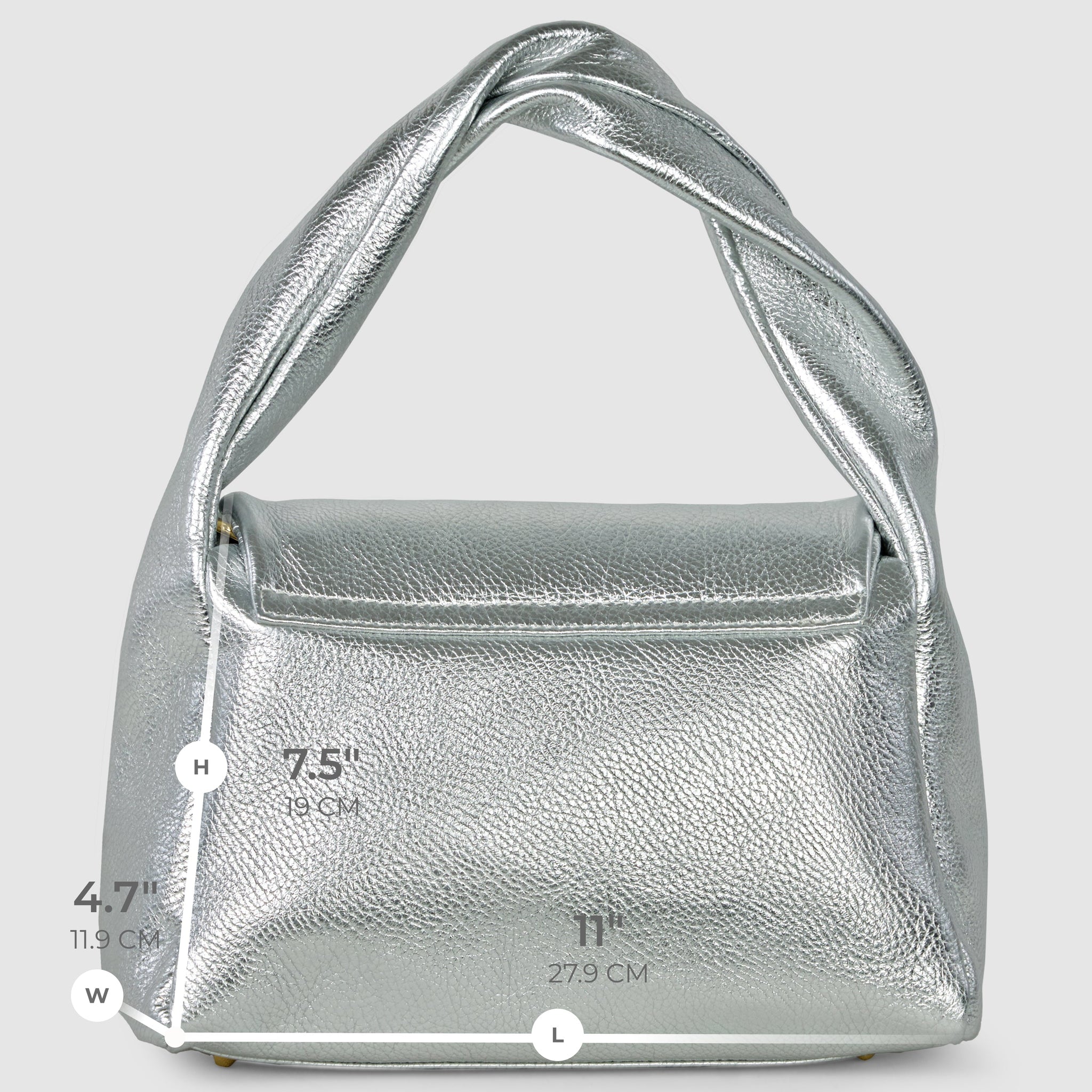 Italian Genuine Metallic Calf Leather Top-Handle Bag 262495 - TAKEASY - Flyclothing LLC