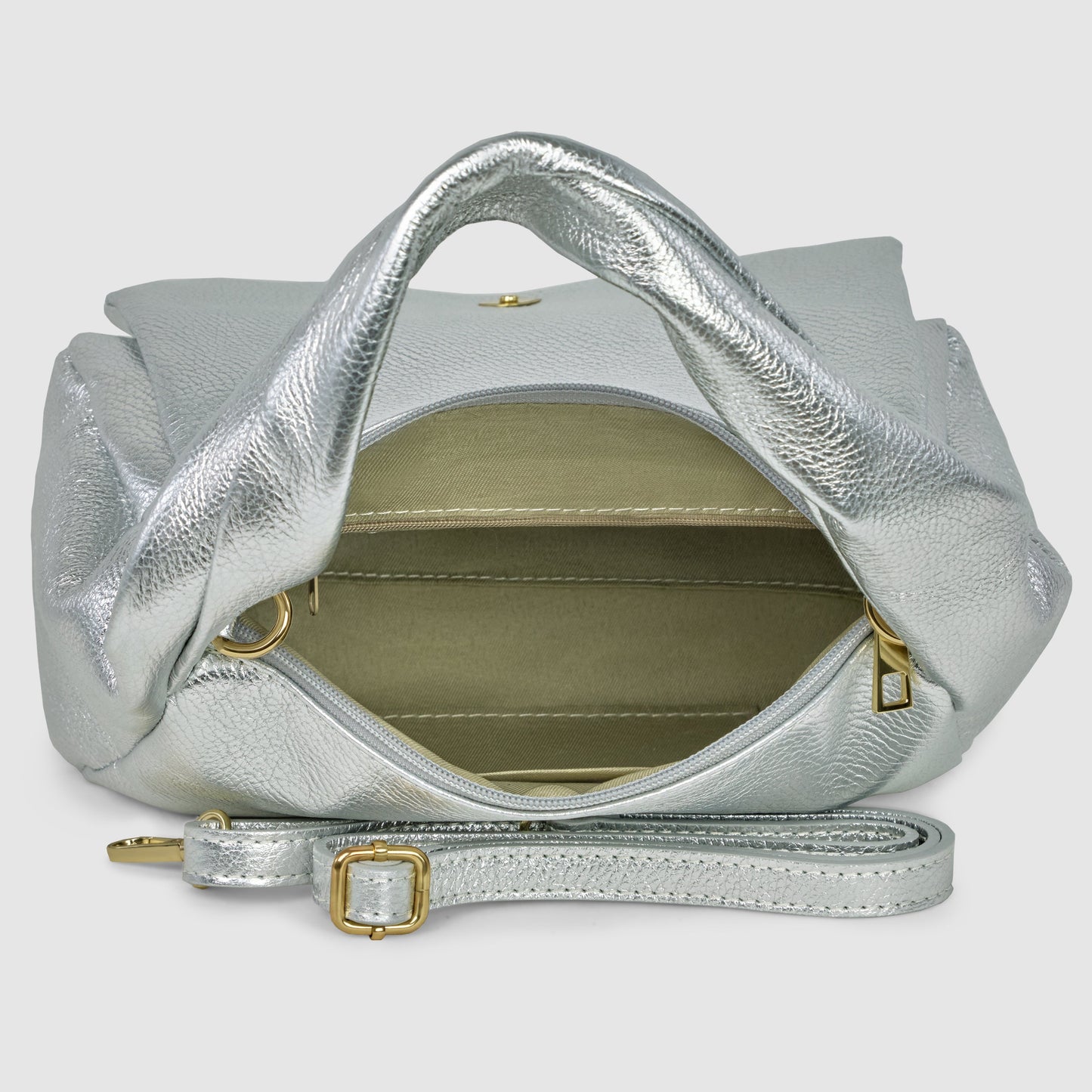 Italian Genuine Metallic Calf Leather Top-Handle Bag 262495 - TAKEASY - Flyclothing LLC