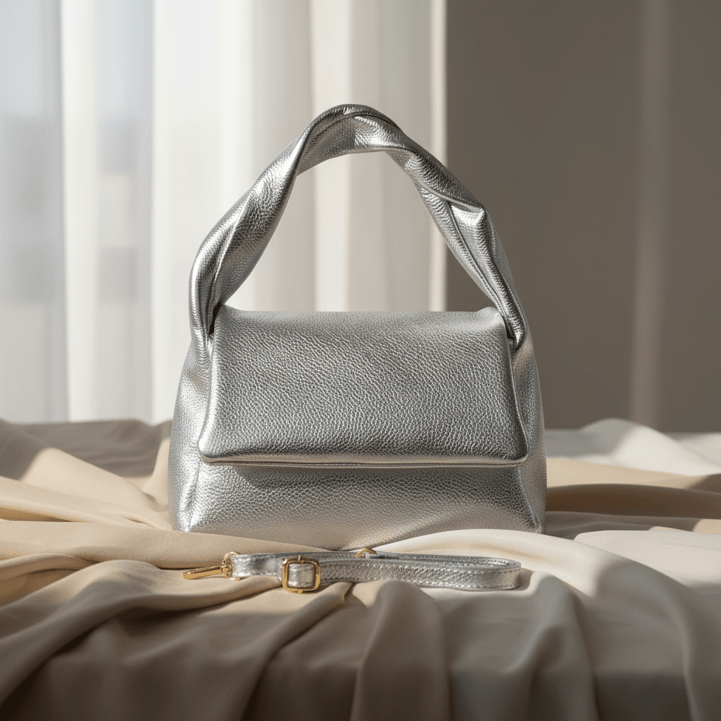 Italian Genuine Metallic Calf Leather Top-Handle Bag 262495 - TAKEASY - Flyclothing LLC