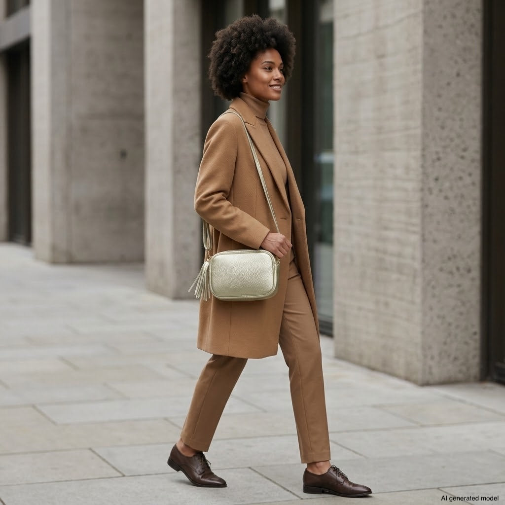 Italian Metallic Full-Grain Leather Crossbody Bag | Napoli - TAKEASY - Flyclothing LLC