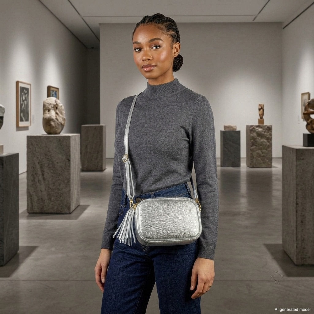 Italian Metallic Full-Grain Leather Crossbody Bag | Napoli - TAKEASY - Flyclothing LLC