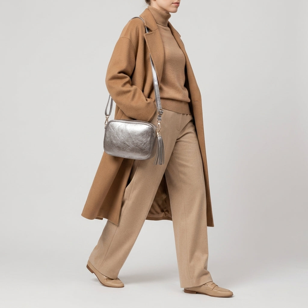 Italian Genuine Metallic Suede Crossbody Bag 231302 - TAKEASY - Flyclothing LLC