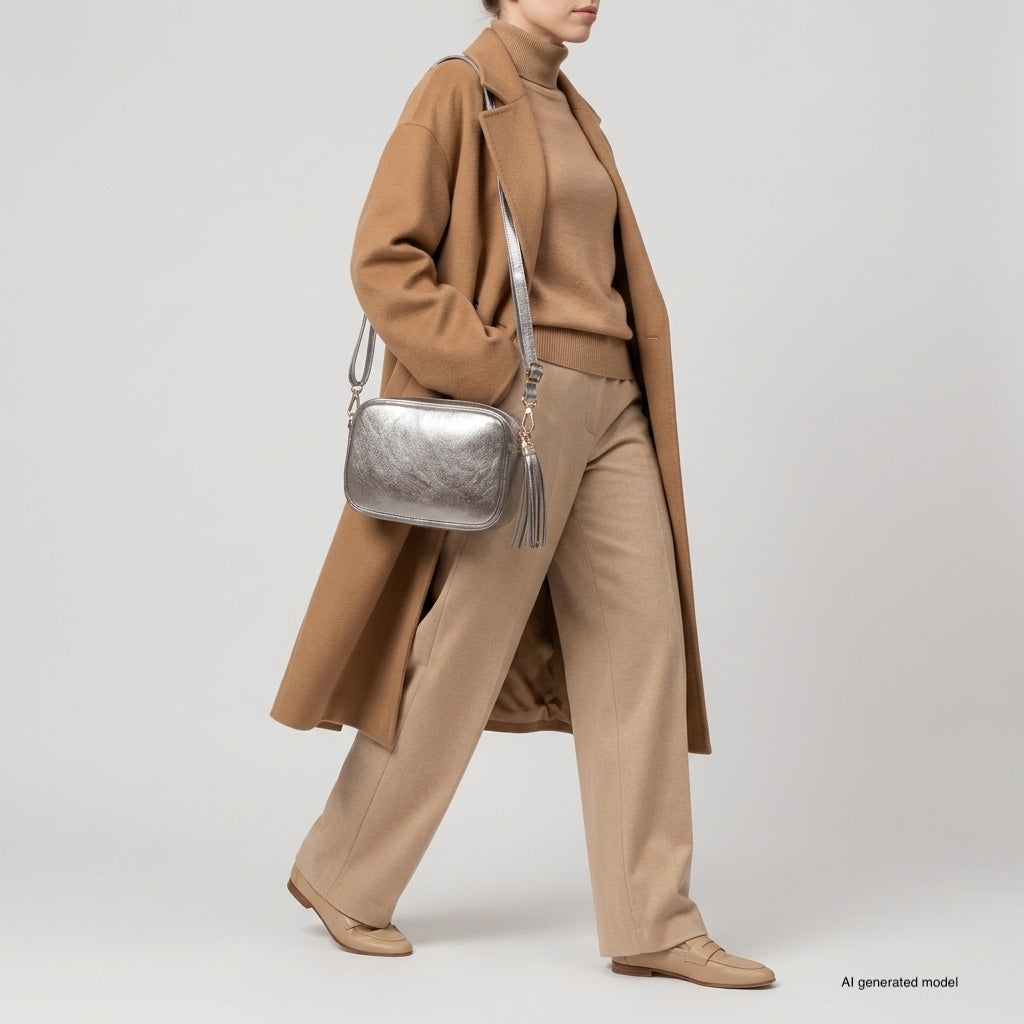 Italian Genuine Metallic Suede Crossbody Bag 231302 - TAKEASY - Flyclothing LLC