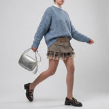 Italian Genuine Metallic Suede Crossbody Bag 231302 - TAKEASY - Flyclothing LLC