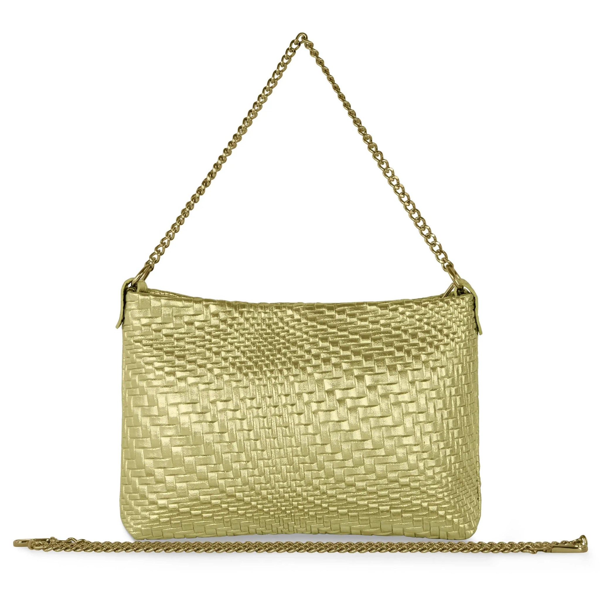 Italian Genuine Grid Metallic Suede Crossbody Bag 101315 - TAKEASY - Flyclothing LLC