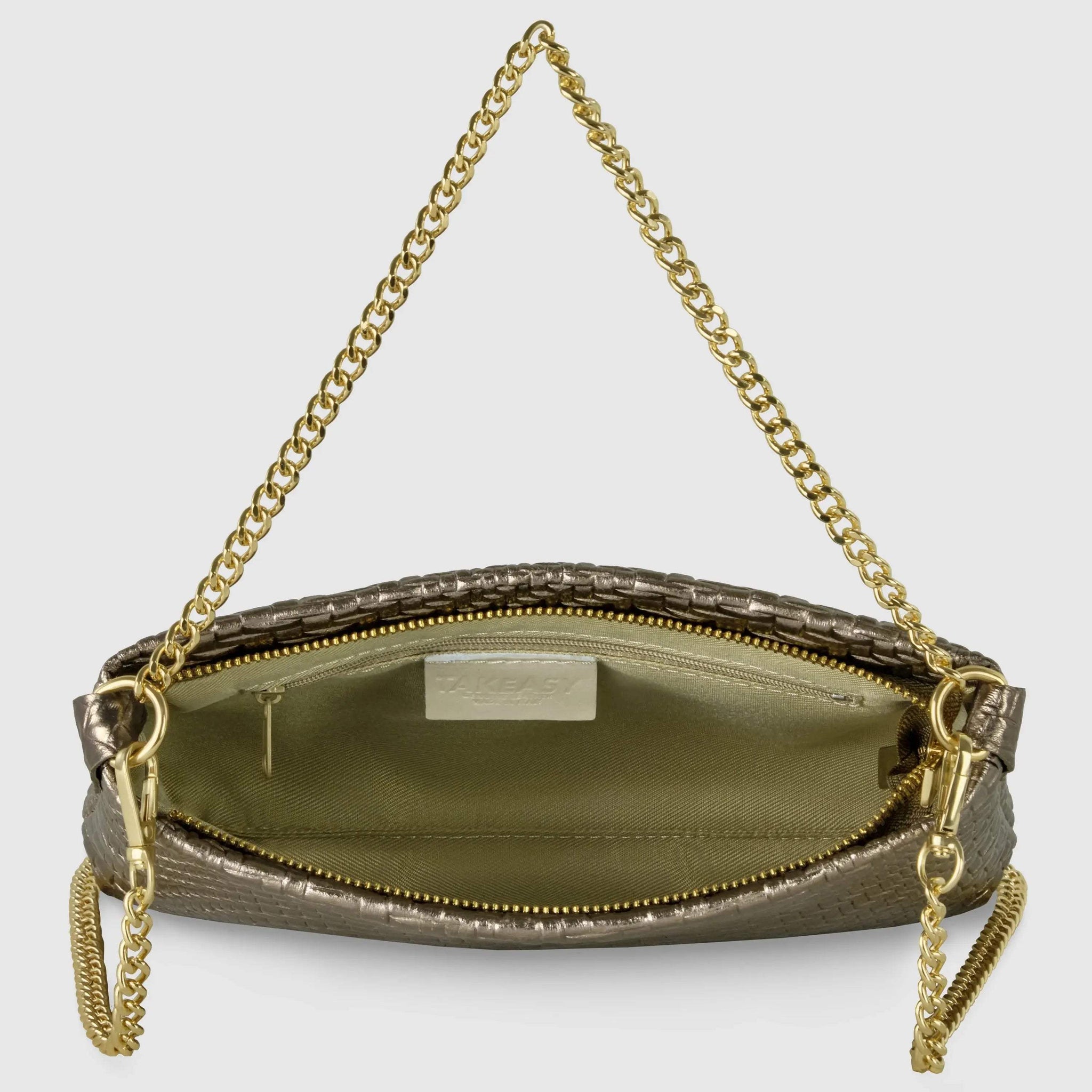 Italian Genuine Grid Metallic Suede Crossbody Bag 101315 - TAKEASY - Flyclothing LLC