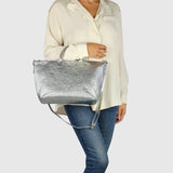 Italian Genuine Metallic Suede Top-Handle Bag 112334 - TAKEASY - Flyclothing LLC
