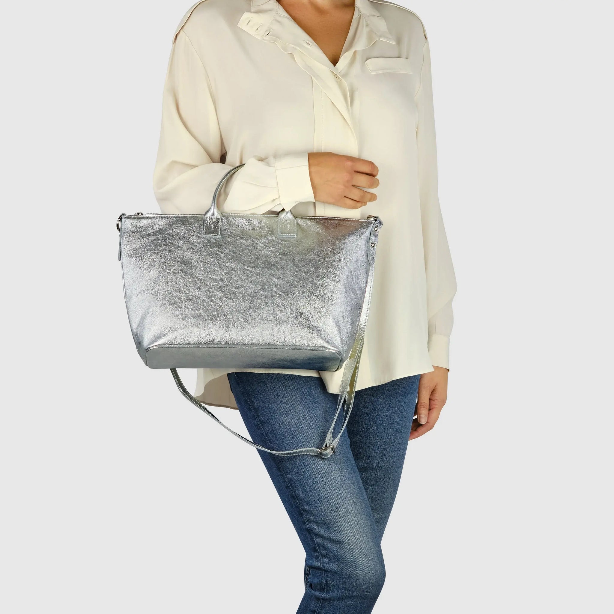 Italian Genuine Metallic Suede Top-Handle Bag 112334 - TAKEASY - Flyclothing LLC