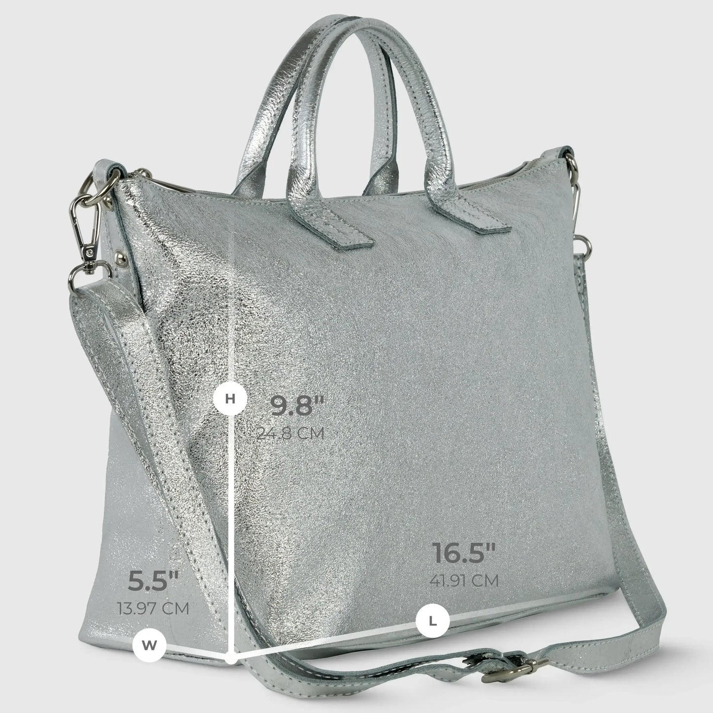 Italian Genuine Metallic Suede Top-Handle Bag 112334 - TAKEASY - Flyclothing LLC